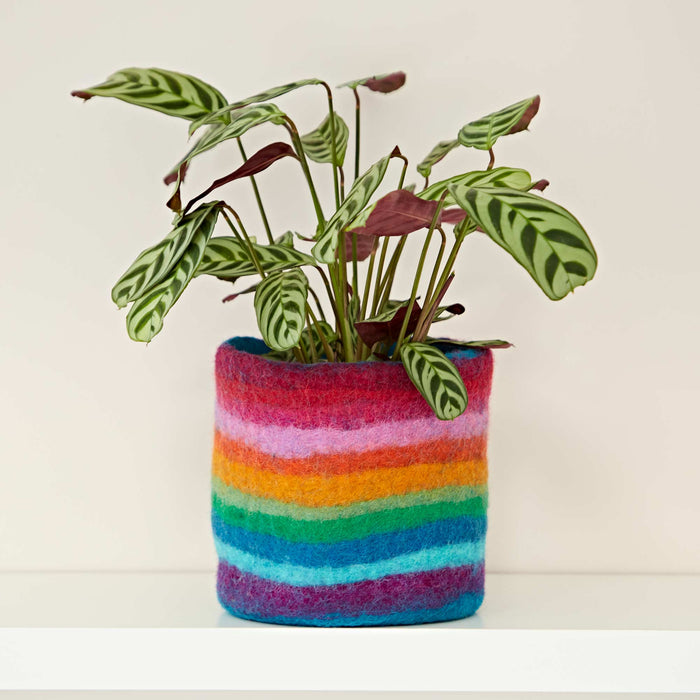 Handmade Felt Rainbow Plant Pot Cover