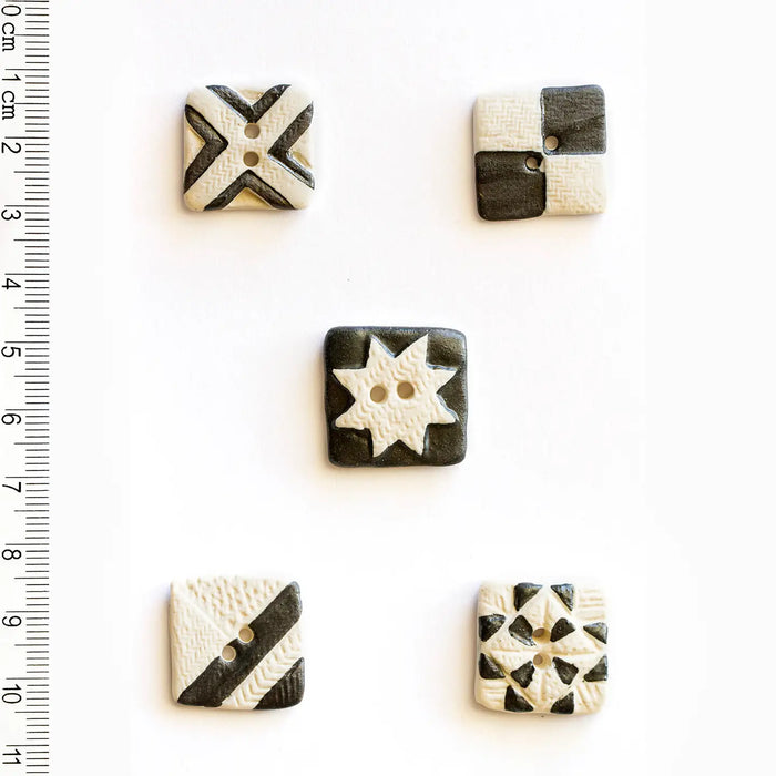 Ceramic Washable Buttons - Geometric Shapes