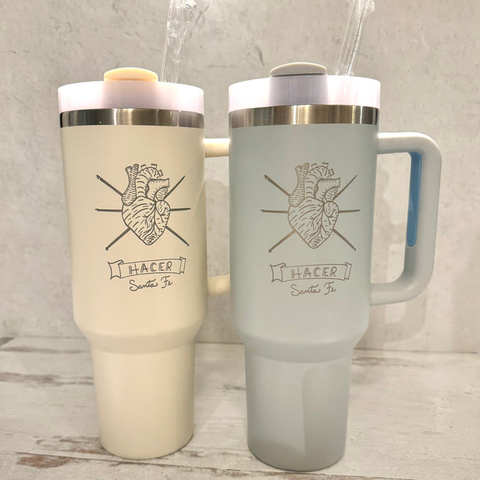 Hacer 40oz Tumbler with Handle: Laser Engraved