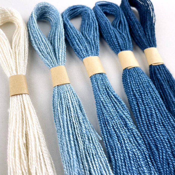 Naturally Dyed Silk Embroidery Floss - Ombre Indigo
