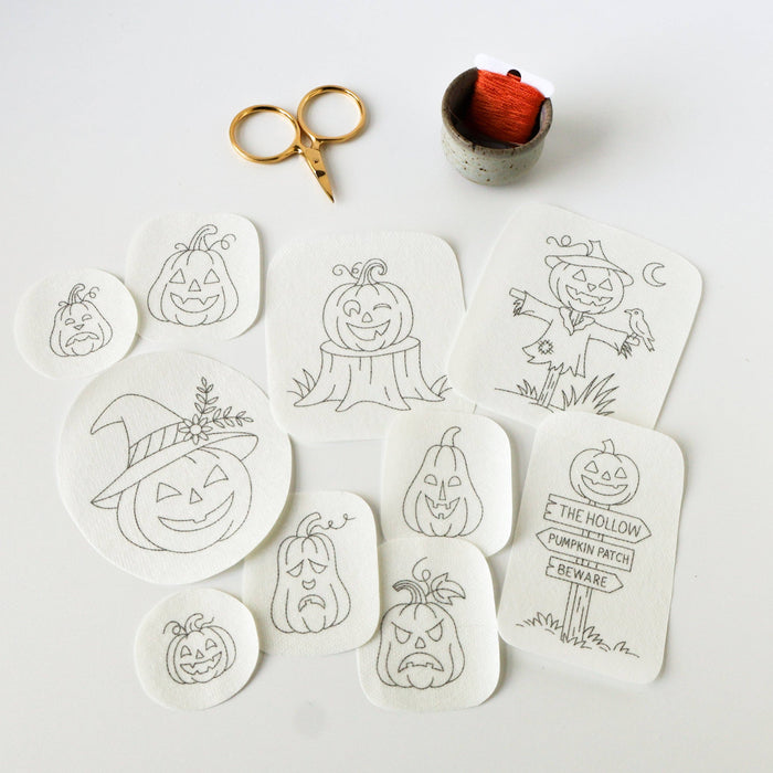 Jack O'Lantern Stick and Stitch Embroidery Patterns