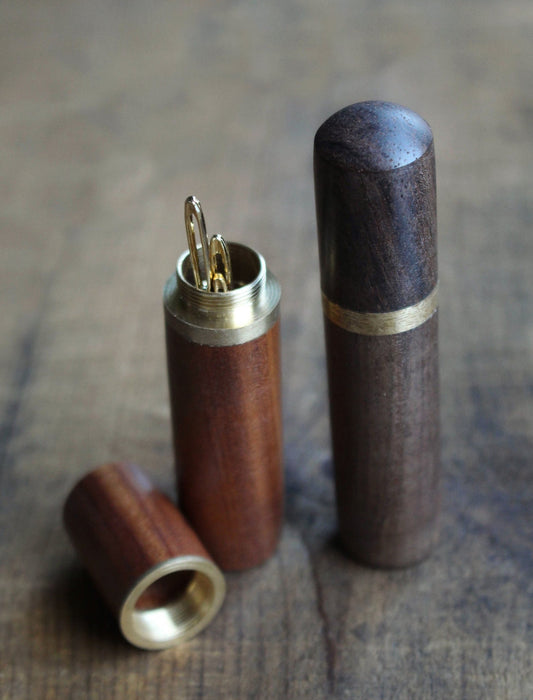 Wood and Brass Needle Holder (empty)